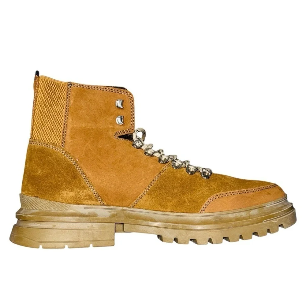 Kurt‎ Geiger Mens Size 10 43.5 Viper Sand Tan Hiker Combat Leather Suede Boots